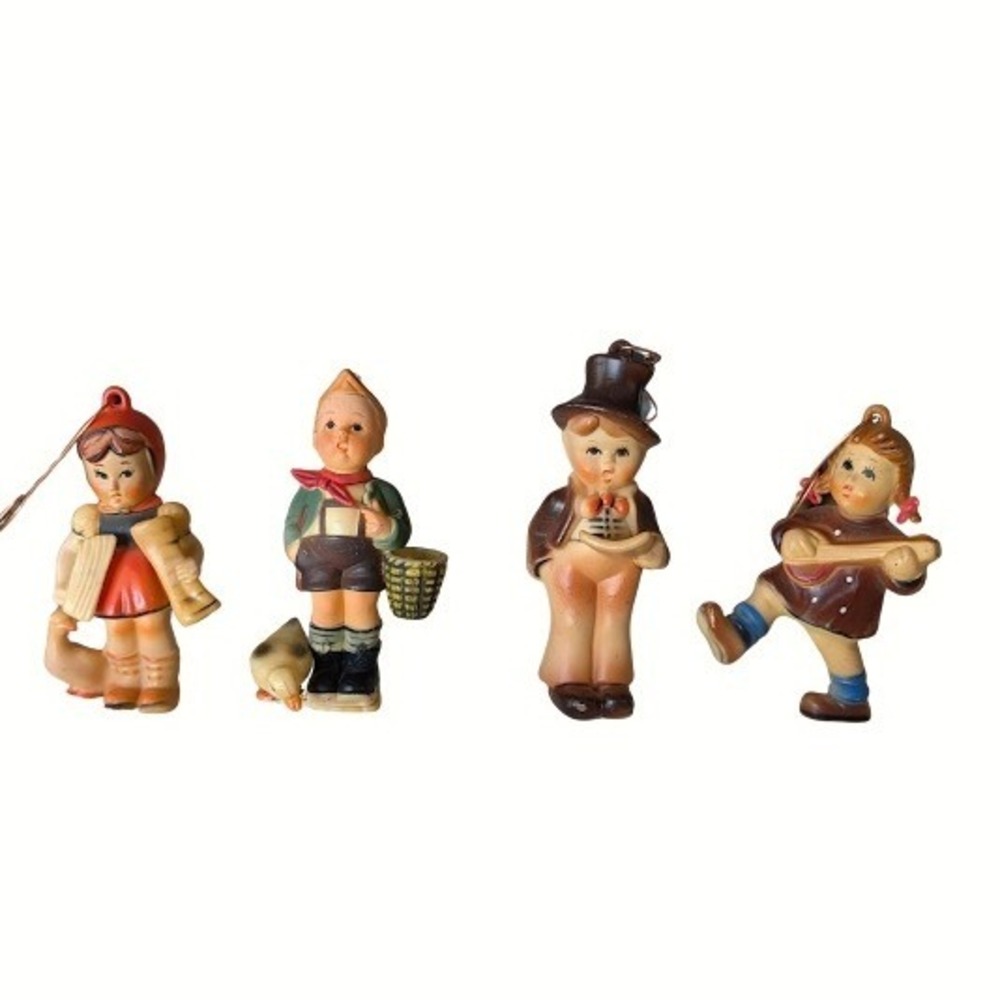 Vintage Kurt S Adler Hummel Style Plastic Christmas Ornaments Set of 4 Hong Kong